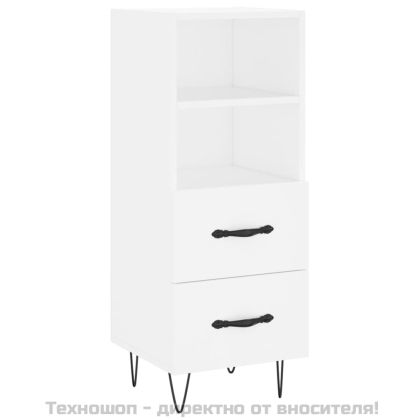 Сайдборд, бял, 34,5x34x90 см, инженерно дърво