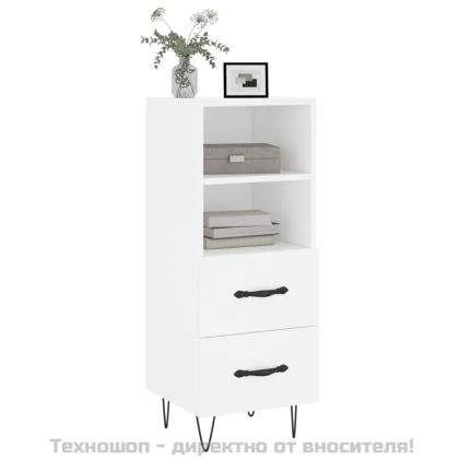 Сайдборд, бял, 34,5x34x90 см, инженерно дърво