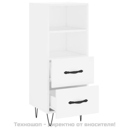 Сайдборд, бял, 34,5x34x90 см, инженерно дърво