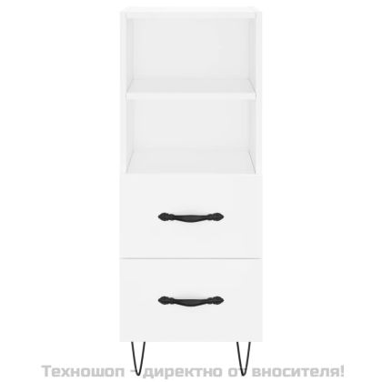 Сайдборд, бял, 34,5x34x90 см, инженерно дърво