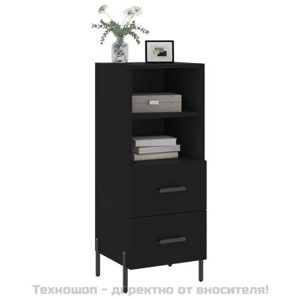 Сайдборд, черен, 34,5x34x90 см, инженерно дърво