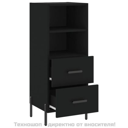 Сайдборд, черен, 34,5x34x90 см, инженерно дърво