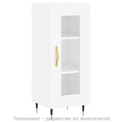 Сайдборд, бял гланц, 34,5x34x90 см, инженерно дърво