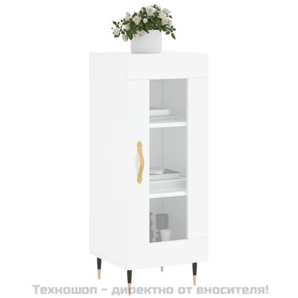 Сайдборд, бял гланц, 34,5x34x90 см, инженерно дърво