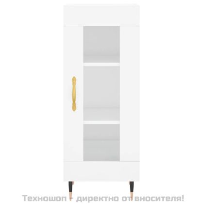 Сайдборд, бял гланц, 34,5x34x90 см, инженерно дърво