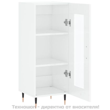 Сайдборд, бял гланц, 34,5x34x90 см, инженерно дърво