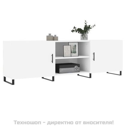 ТВ шкаф, бял, 150x30x50 см, инженерно дърво