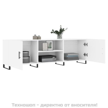 ТВ шкаф, бял, 150x30x50 см, инженерно дърво