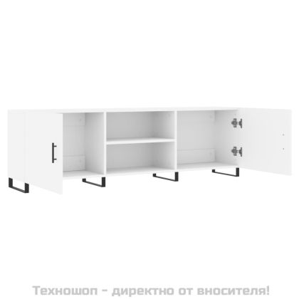 ТВ шкаф, бял, 150x30x50 см, инженерно дърво