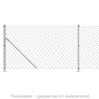 Плетена оградна мрежа с фланец, сребриста, 0,8x25 м
