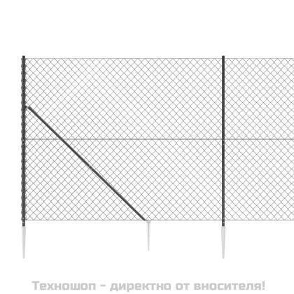 Плетена оградна мрежа с шипове, антрацит, 1,4x10 м