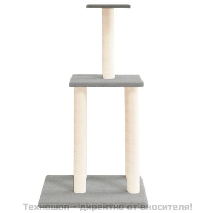 Котешко дърво със сизалени стълбове, светлосиво, 85,5 см