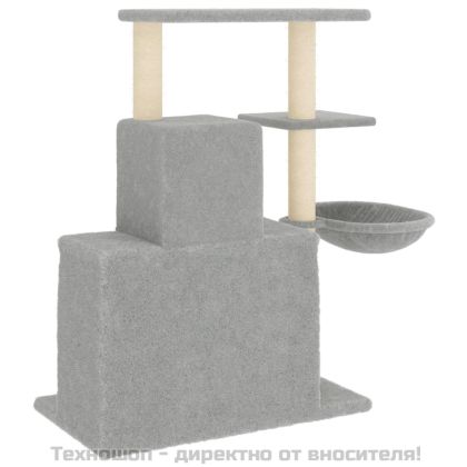 Котешко дърво със сизалени стълбове, светлосиво, 83 см