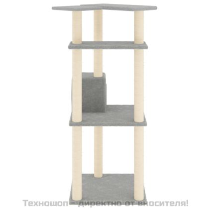 Котешко дърво със сизалени стълбове, светлосиво, 123 см