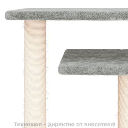 Котешки драскалки с платформи, светлосив, 62,5 см