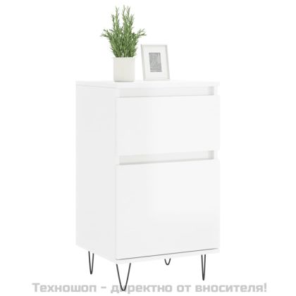 Бюфети 2 бр бял гланц 40x35x70 см инженерно дърво