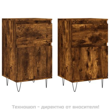 Бюфети 2 бр опушен дъб 40x35x70 см инженерно дърво