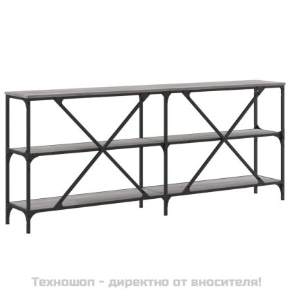 Конзолна маса сив сонома 180x30x75 см инженерно дърво и желязо