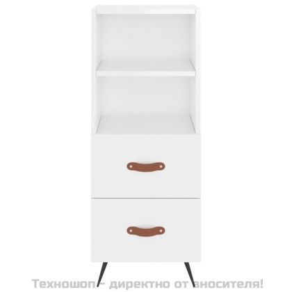 Сайдборд, бял гланц, 34,5x34x90 см, инженерно дърво