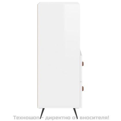 Сайдборд, бял гланц, 34,5x34x90 см, инженерно дърво