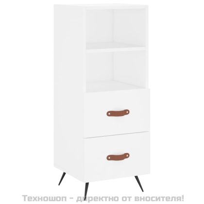 Сайдборд, бял, 34,5x34x90 см, инженерно дърво