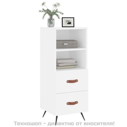 Сайдборд, бял, 34,5x34x90 см, инженерно дърво