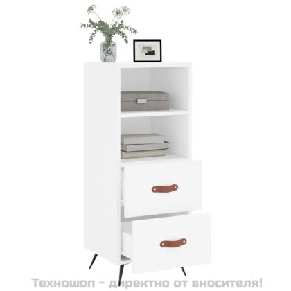 Сайдборд, бял, 34,5x34x90 см, инженерно дърво