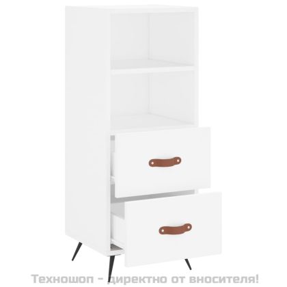 Сайдборд, бял, 34,5x34x90 см, инженерно дърво