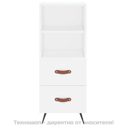 Сайдборд, бял, 34,5x34x90 см, инженерно дърво