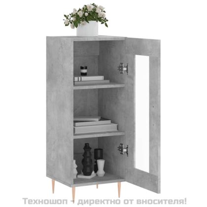 Сайдборд, бетонно сив, 34,5x34x90 см, инженерно дърво