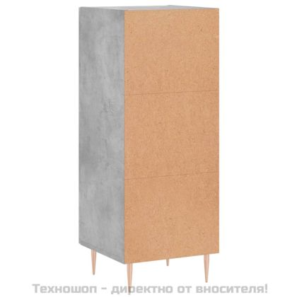Сайдборд, бетонно сив, 34,5x34x90 см, инженерно дърво