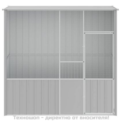 Клетка за птици, сива, 215x78x200 см, поцинкована стомана