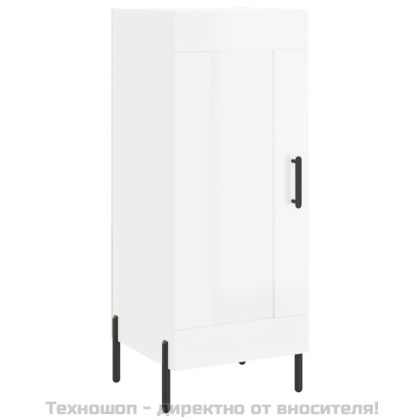 Сайдборд, бял гланц, 34,5x34x90 см, инженерно дърво