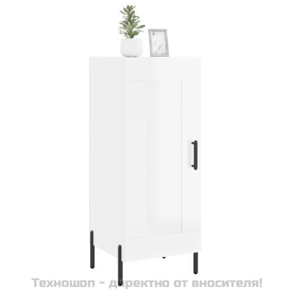 Сайдборд, бял гланц, 34,5x34x90 см, инженерно дърво