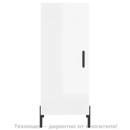 Сайдборд, бял гланц, 34,5x34x90 см, инженерно дърво