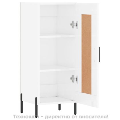 Сайдборд, бял гланц, 34,5x34x90 см, инженерно дърво