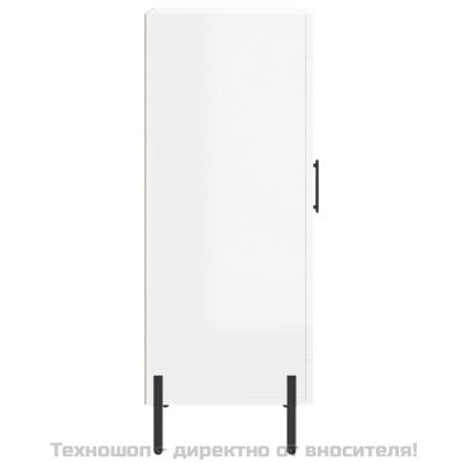 Сайдборд, бял гланц, 34,5x34x90 см, инженерно дърво