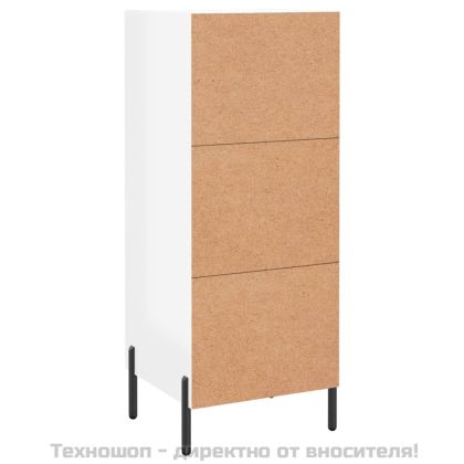 Сайдборд, бял гланц, 34,5x34x90 см, инженерно дърво