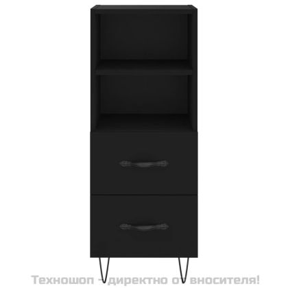 Сайдборд, черен, 34,5x34x90 см, инженерно дърво