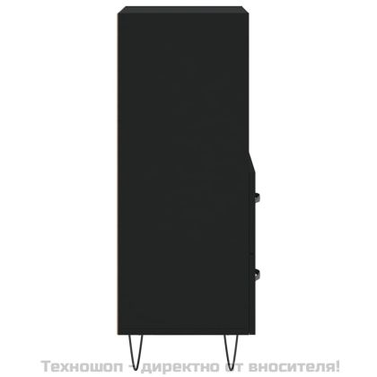 Сайдборд, черен, 34,5x34x90 см, инженерно дърво