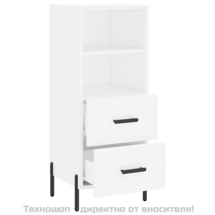 Сайдборд, бял, 34,5x34x90 см, инженерно дърво