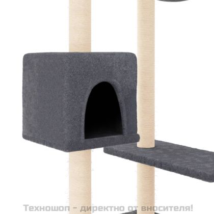 Котешко дърво със сизалени стълбове тъмносиво 82 см