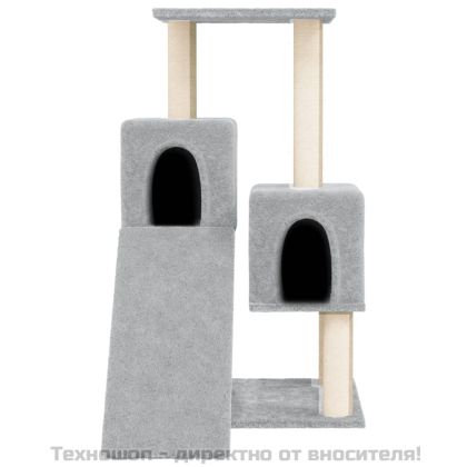 Котешко дърво със сизалени стълбове, светлосиво, 82 см