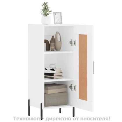 Сайдборд, бял, 34,5x34x90 см, инженерно дърво