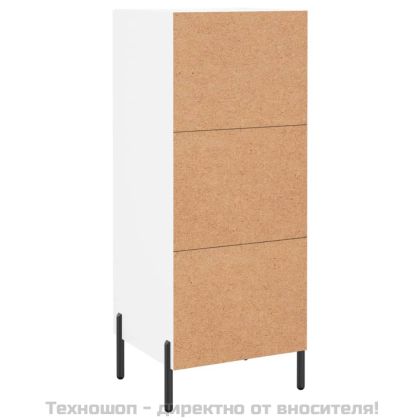 Сайдборд, бял, 34,5x34x90 см, инженерно дърво