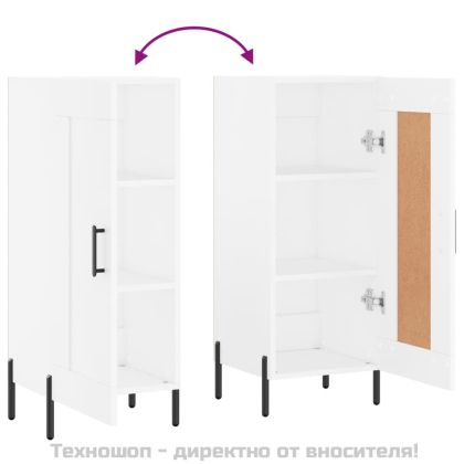 Сайдборд, бял, 34,5x34x90 см, инженерно дърво