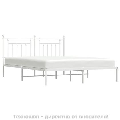 Метална рамка за легло с горна табла, черна, 183x213 см