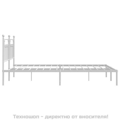 Метална рамка за легло с горна табла, черна, 183x213 см