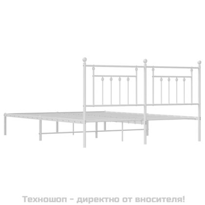 Метална рамка за легло с горна табла, черна, 183x213 см