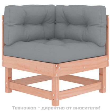 Ъглов диван с възглавници, дугласко дърво масив